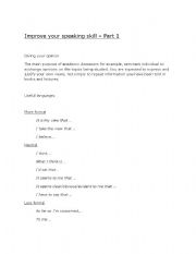 English worksheet: Improve your speaking skill