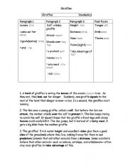 English Worksheet: Giraffes