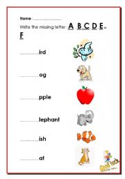 English Worksheet: Write the missing letter.