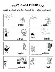 English Worksheet: That is and Those are