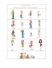 English worksheet: Opposites- pre kinder