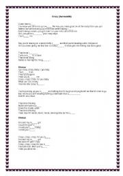 English Worksheet: Crazy  by Aerosmith