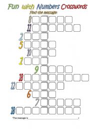 English Worksheet: Fun With Numbers Crossword (absolutely for beginners)