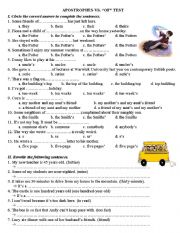 English Worksheet: APOSTROPHES VS. 