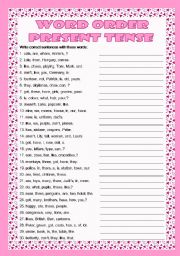 English Worksheet: Word order present tense