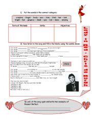 English Worksheet: LADY IN RED - Present Perfect Song with exercises and answer key