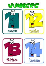 English Worksheet: Numbers 11-20 flashcards