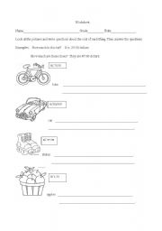 English Worksheet: how much is this?