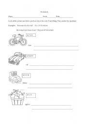 English worksheet: how much is this?