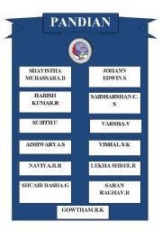 English worksheet: Class House Chart