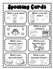 16 Speaking cards (2 pages) fully editable