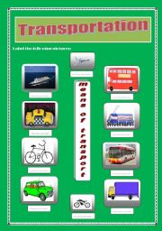 English worksheet: Transportation