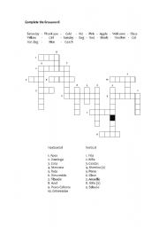 English Worksheet: Crossword