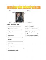 English Worksheet: Interview with Robert Pattinson