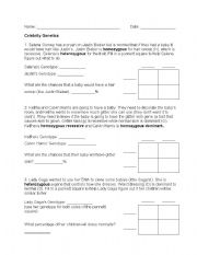 English Worksheet: Celebrity Genetics