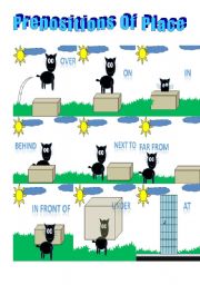 English Worksheet: 9 PREPOSITIONS OF PLACE -FLASHCARDS- 