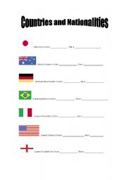 English Worksheet: Countries and Nationalities