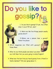 English Worksheet: Do you like to gossip? if u do join us:)