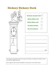 English Worksheet: Hickory Dickory Dock Song