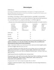 English Worksheet: Stereotypes - Englishman in New York (fully editable)