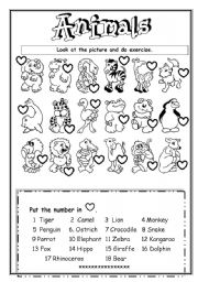 English Worksheet: Animals