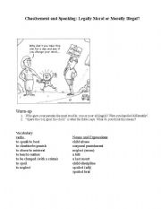 English worksheet: Chastisement and Spanking: Legally Moral or Morally Illegal?