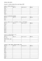 English Worksheet: Irregular verbs groups chart to be completed.