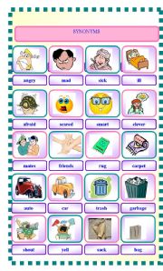 English Worksheet: a list of synonyms (part 2)