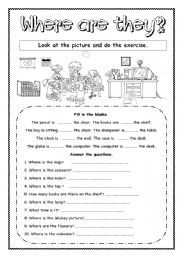 English Worksheet: Where are they?