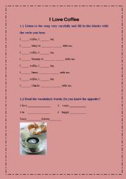 English Worksheet: I Love Coffee