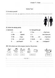 English worksheet: simple test