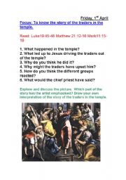 English worksheet: Holy Week - Traders in the Temple