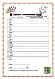 English Worksheet: IRREGULAR VERBS