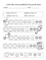 English Worksheet: Money - Counting Coins