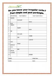 English Worksheet: IRREGULAR VERBS