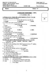 grade 8 exam esl worksheet by hedaya1a1