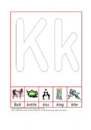 English worksheet: Phonic Recognition Kk