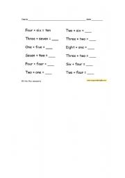 English worksheet: Numbers