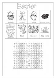 English Worksheet: Easter vocabulary & wordsearch