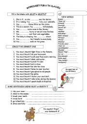 English Worksheet: must musnt