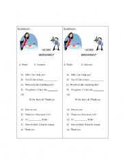 English worksheet: At the Restaurant