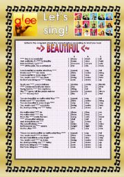 English Worksheet: GLEE SERIES SONGS FOR CLASS! S01E16  THREE SONGS  FULLY EDITABLE WITH KEY!  PART 2/2