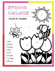 English Worksheet: Spring-Color By Number