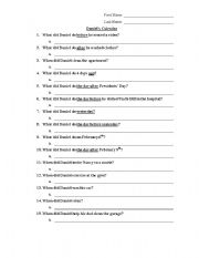English Worksheet: What did Daniel Do?