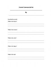 English worksheet: Food Commercial