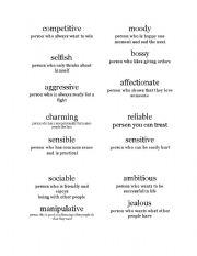 English Worksheet: Personality Flashcards