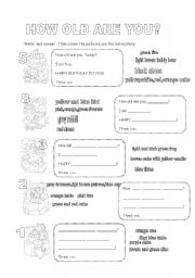 English Worksheet: HOW OLD ARE YOU?