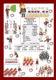 English Worksheet: The Twelve Days of Christmas