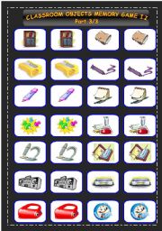 Classroom objects memory game II part 3/3