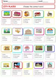 English Worksheet: City places quiz